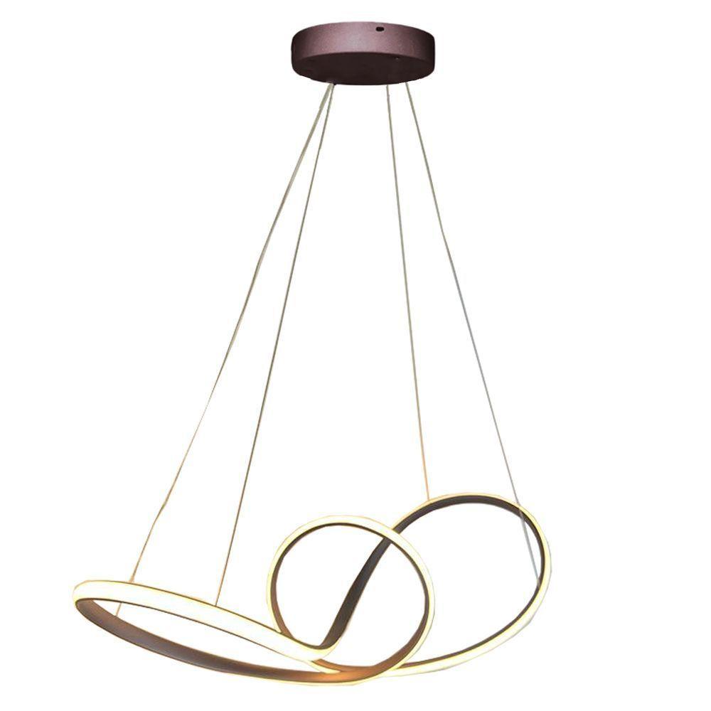 Lustre Pendente Arco Infinito Aneis 3 Em 1 Luminaria Led 49w Luxo Ambiente Moderno Sala Ca - 1