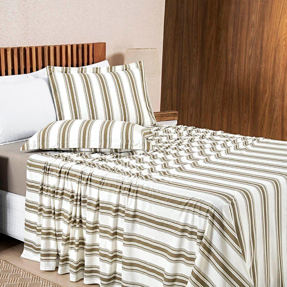 Jogo Cama Lençol Estilo Casal 100% Algodão 4 Peças - Cáqui - 3
