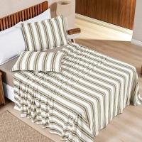 Jogo Cama Lençol Estilo Casal 100% Algodão 4 Peças - Cáqui - 1
