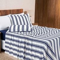 Jogo Cama Lençol Estilo King 100% Algodão 4 Peças - Marinho - 2