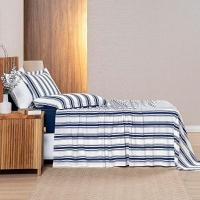 Jogo Cama Lençol Estilo King 100% Algodão 4 Peças - Marinho - 3