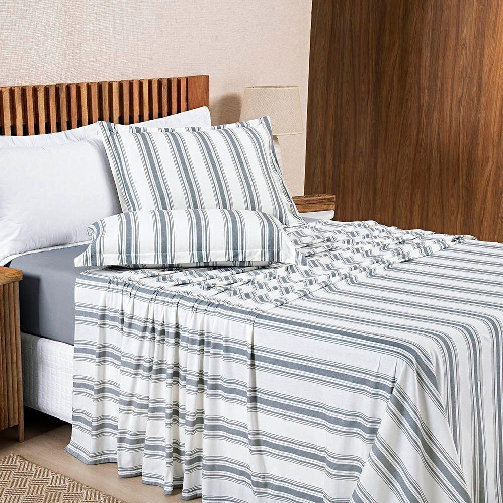 Jogo Cama Lençol Estilo Queen 100% Algodão 4 Peças - Cinza - 2