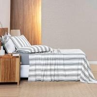 Jogo Cama Lençol Estilo Queen 100% Algodão 4 Peças - Cinza - 3