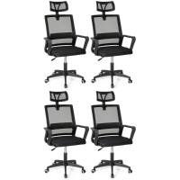 Kit 4 Cadeiras De Escritório Giratória Executiva Pro Com Regulagem De Altura - Preto - 2