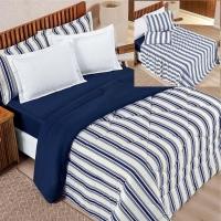 Coordenado Edredom Com Lençol Estilo Queen 5 Peças - Marinho - 1