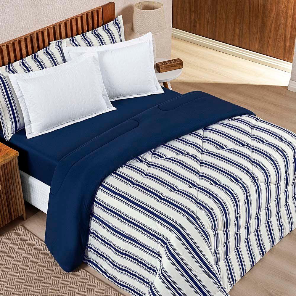 Coordenado Edredom Com Lençol Estilo King 5 Peças - Marinho - 2