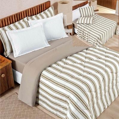 Coordenado Edredom Com Lençol Estilo Queen 5 Peças - Cáqui