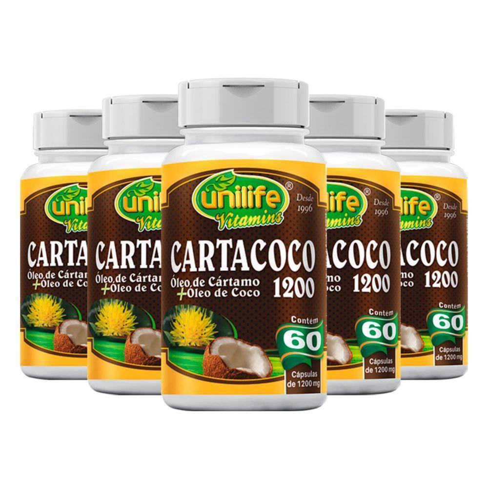 Kit 5 Cartacoco óleo De Cartamo E Coco Unilife 60 Cápsulas - 1