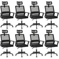 Kit 8 Cadeiras De Escritório Giratória Executiva Pro Com Regulagem De Altura - Preto - 2