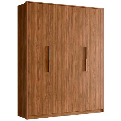 Guarda Roupa Casal Atore 4 Portas de Bater 3 Gavetas Nogueira Touch MDP