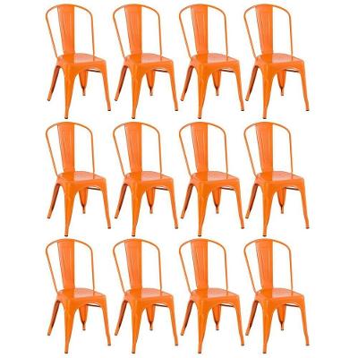 Kit 12 Cadeiras Iron Tolix Design Industrial Laranja