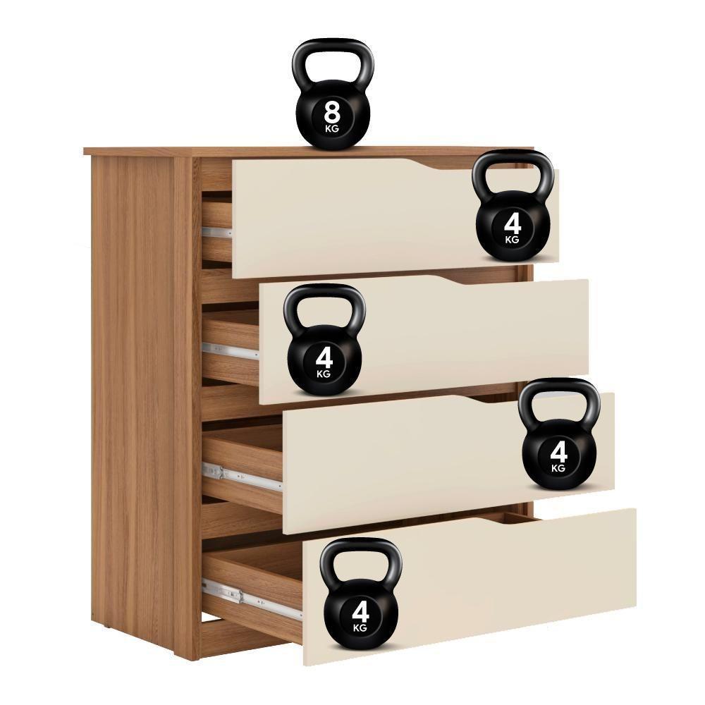 Comoda 04 Gavetas Corrediças Amendola Touch Off White - 2