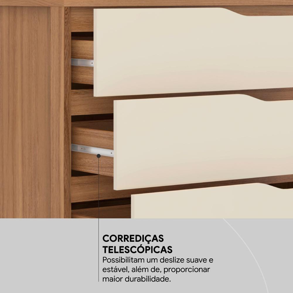 Comoda 04 Gavetas Corrediças Amendola Touch Off White - 4