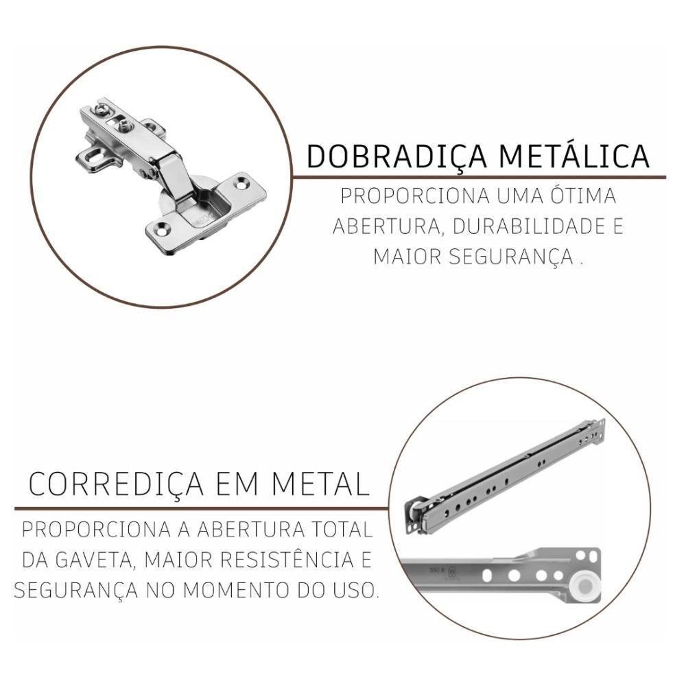 Cozinha Modulada Compacta Fidelitá Mariana 4 Peças 220cm 12 Portas 1 Gaveta Sem Tampo Freijó/camurça - 3