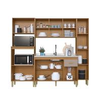 Cozinha Modulada Compacta Fidelitá Mariana 4 Peças 220cm 12 Portas 1 Gaveta Sem Tampo Freijó/camurça - 2