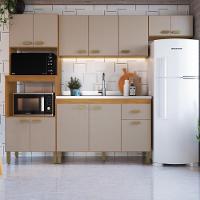 Cozinha Modulada Compacta Fidelitá Mariana 4 Peças 245cm 12 Portas 1 Gaveta Sem Tampo Freijó/camurça - 1