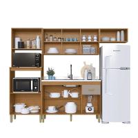 Cozinha Modulada Compacta Fidelitá Mariana 4 Peças 245cm 12 Portas 1 Gaveta Sem Tampo Freijó/camurça - 2