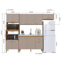 Cozinha Modulada Compacta Fidelitá Mariana 4 Peças 245cm 12 Portas 1 Gaveta Sem Tampo Freijó/camurça - 3