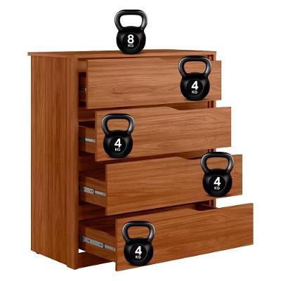 Comoda 04 Gavetas Corrediças Telescopicas Atria Nogueira Touch Demartez Nogueira Touch