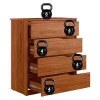 Comoda 04 Gavetas Corrediças Telescopicas Atria Nogueira Touch Demartez Nogueira Touch - 1