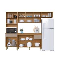 Cozinha Modulada Compacta Fidelitá Mariana 4 Peças 240cm 12 Portas 2 Gavetas Com Tampo Freijó/camurça - 2