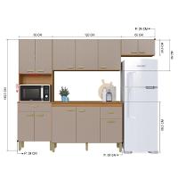 Cozinha Modulada Compacta Fidelitá Mariana 4 Peças 240cm 12 Portas 2 Gavetas Com Tampo Freijó/camurça - 8