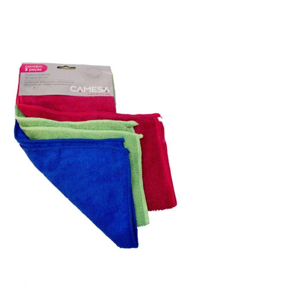 Kit 6 Panos Microfibra Multiuso 30x30cm Camesa - 3
