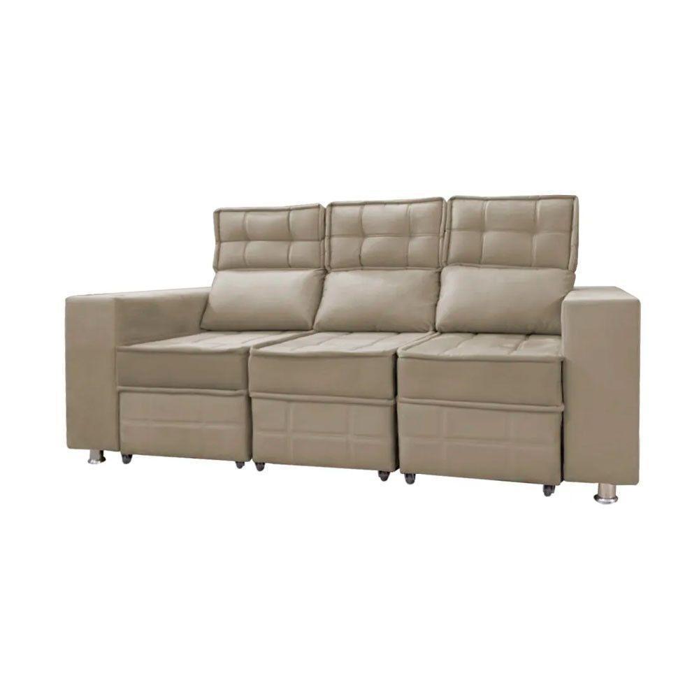 Sofá Retrátil E Reclinável 3 Lugares Londres Speciale Home Bege - 1
