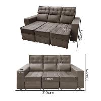 Sofá Retrátil E Reclinável 3 Lugares Londres Speciale Home Marrom - 5