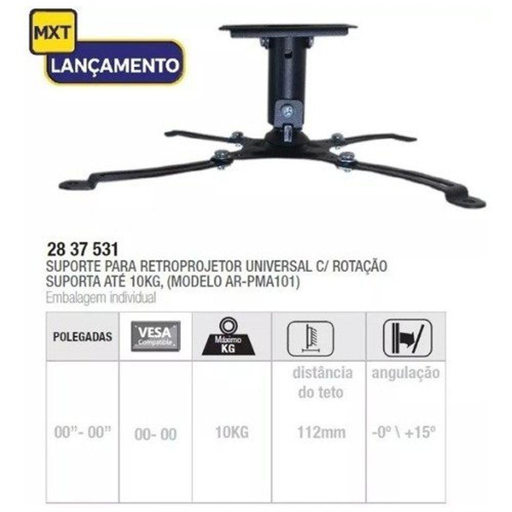 Suporte De Teto Universal Para Projetor, 112mm (modelo Ar-pm - 2
