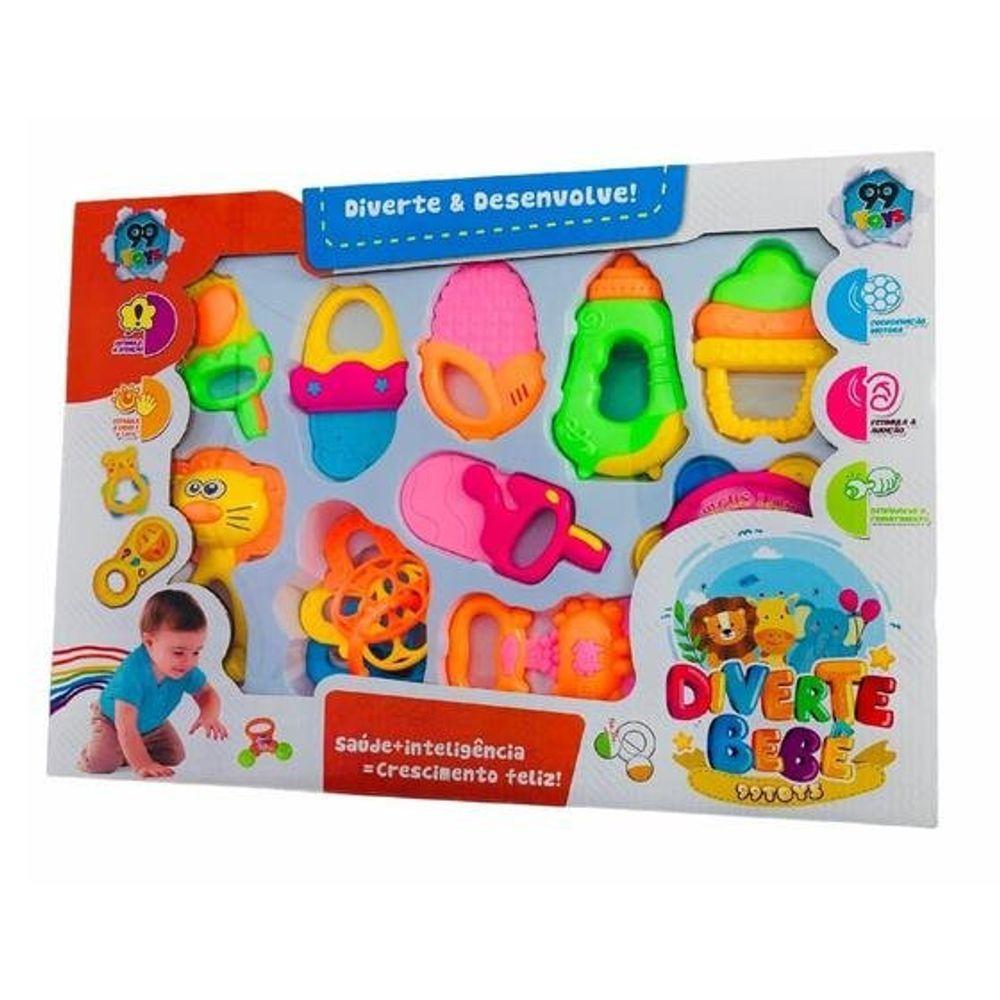 Kit Conjunto Chocalho E Mordedor Infantil Brinquedo 10 Peças - 1