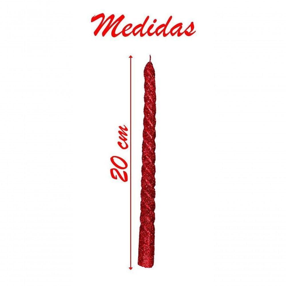 Kit 2 Velas Retorcidas De Natal Decorativa Com Glitter Prata - 3