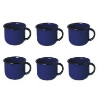 Jogo De Xícara De Chá 06 Peças Esmaltada Azul 240 Ml Ewel - 1