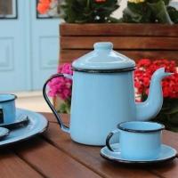 Bule Para Café Tradicional Esmaltado Azul Claro 1,5 L Ewel - 2