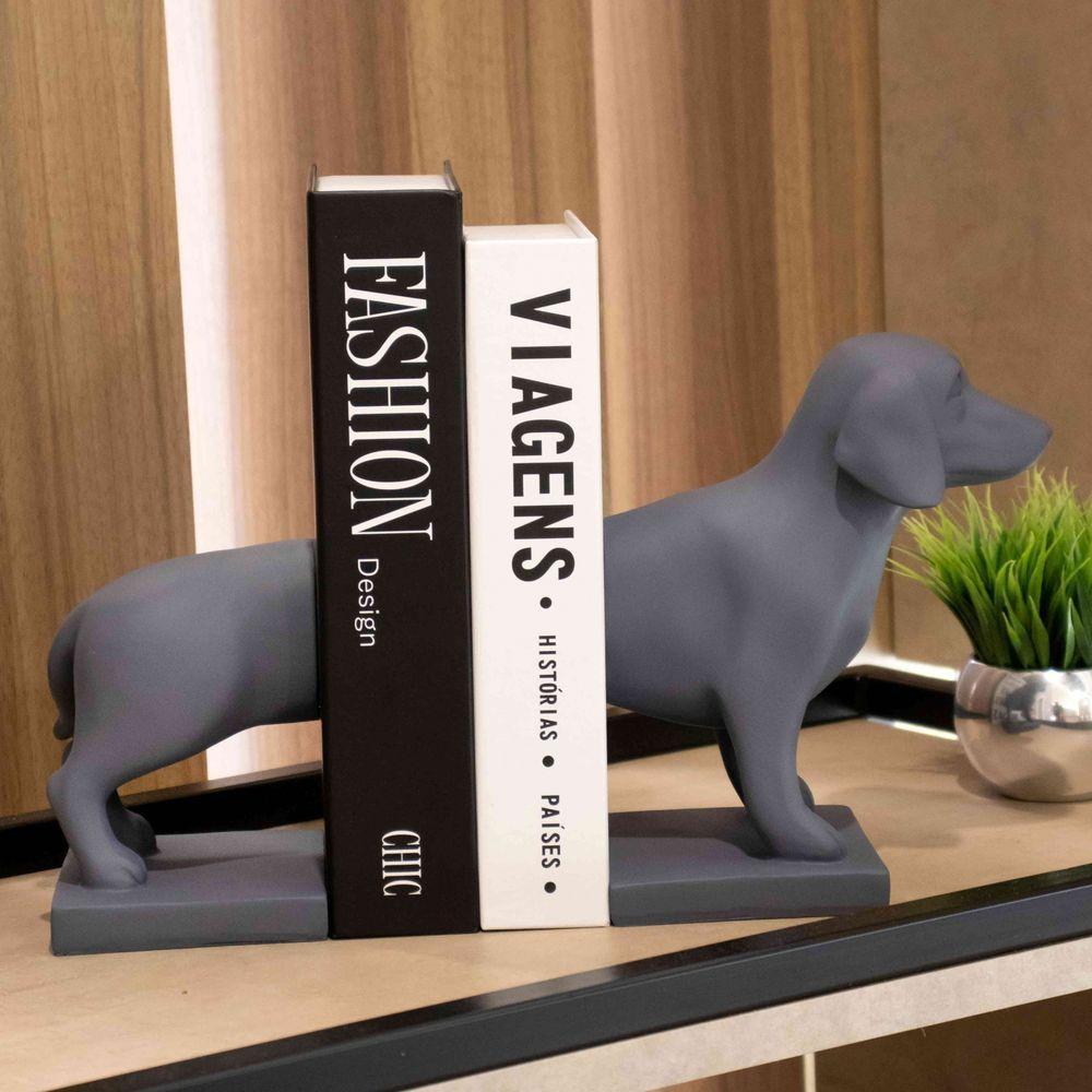 Aparador de Livros Em Resina Cinza Mate 21x27x12cm - 6