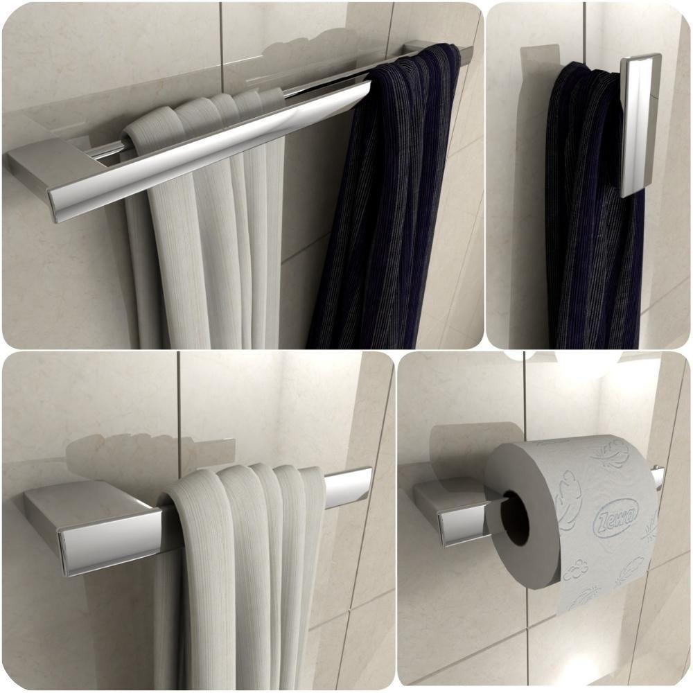 Kit De Acessórios Para Banheiro Cromado Master Duplo 4 Peças - 1