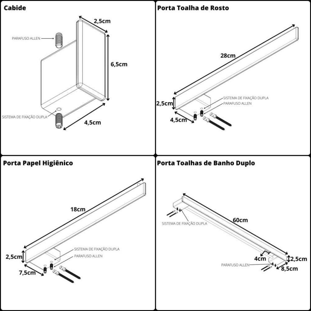 Kit De Acessórios Para Banheiro Cromado Master Duplo 4 Peças - 3