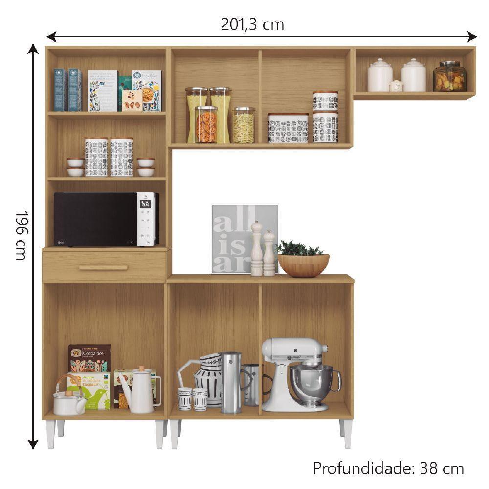 Cozinha Completa Com Armário Aéreo E Balcão 6 Portas 1 Gaveta Atacama / Grafite Isabelle Aramóveis Atac Graf - 3