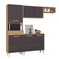 Cozinha Completa Com Armário Aéreo E Balcão 6 Portas 1 Gaveta Atacama / Grafite Isabelle Aramóveis Atac Graf - 1