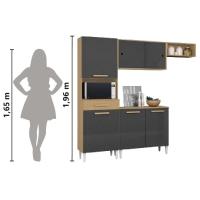 Cozinha Completa Com Armário Aéreo E Balcão 6 Portas 1 Gaveta Atacama / Grafite Isabelle Aramóveis Atac Graf - 5