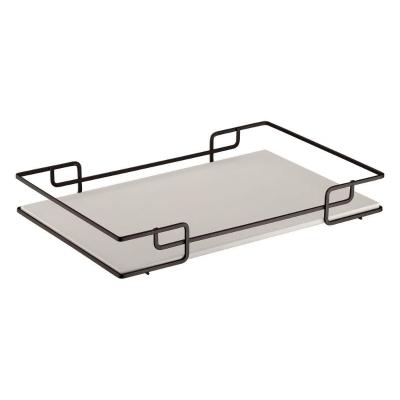 Bandeja Multiuso Luana Tampo Couríssimo Bege 30X40 Preta
