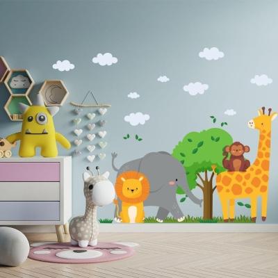 Adesivo De Parede Decorativo Infantil Safari Na Savana