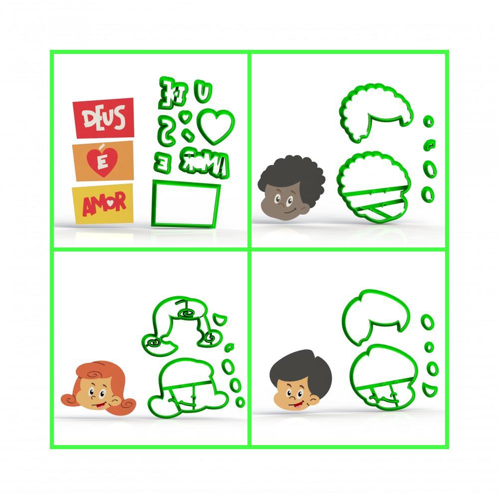 Cortador Kit 3 Palavrinhas - 4 Personagens Modulares 5 Cm - 1