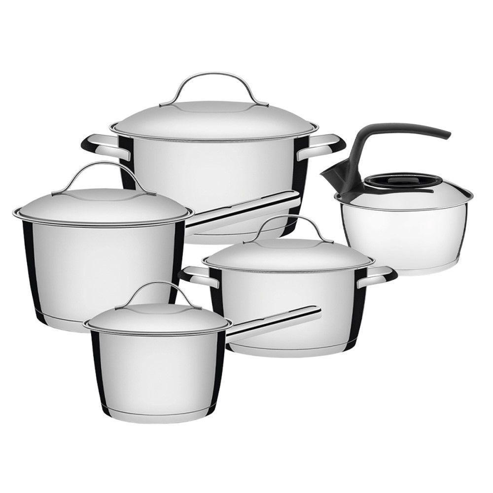 Jogo De Panelas 4 Peças + Chaleira Allegra Em Aço Inox Fundo Triplo Tramontina - 2