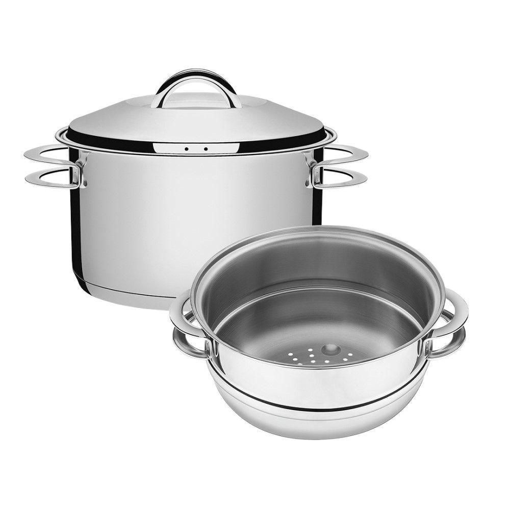 Jogo De Caçarola Funda + Cozi-vapore Solar 24 Cm 6,1 L Em Aço Inox Fundo Triplo Tramontina - 1