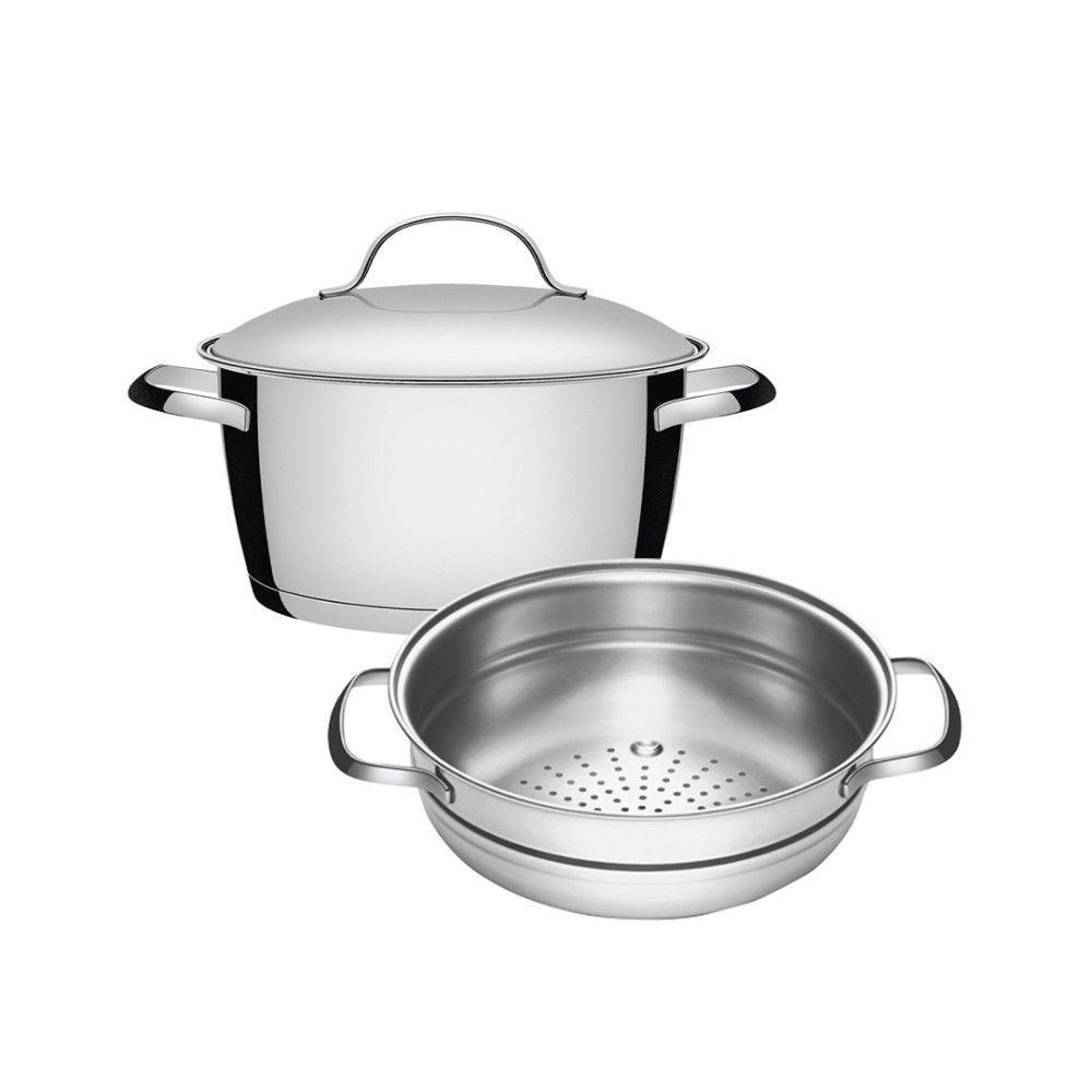 Jogo De Caçarola Funda + Cozi-vapore Allegra 20 Cm 3,1 L Em Aço Inox Fundo Triplo Tramontina - 1