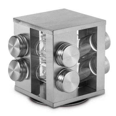 Porta Condimentos Quadrado 8 Peças Base Giratória Inox Mimo