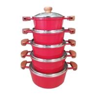 Jogo De 5 Panelas Alumínio Batido Fundido Vermelho Extang - 1