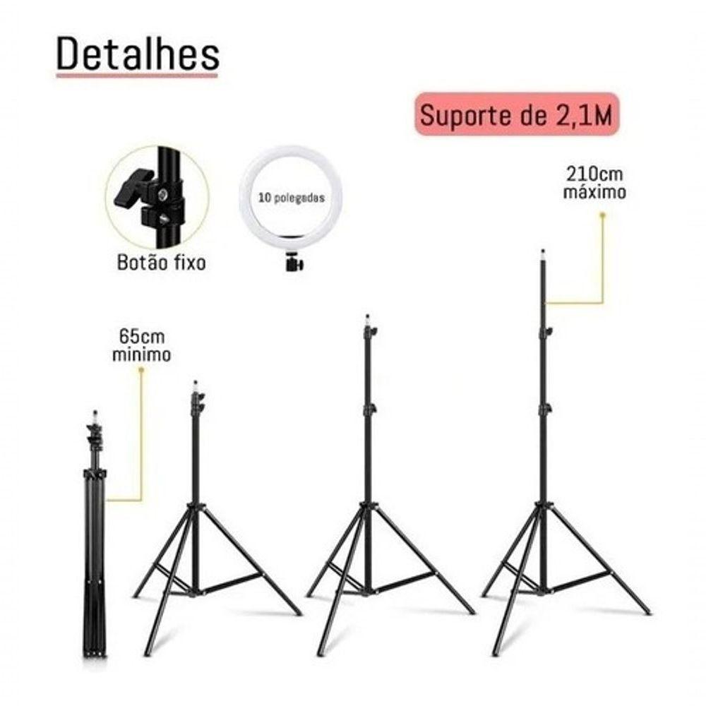 Ring Light 26 Cm Celular Com Tripé Grande 2M - 4
