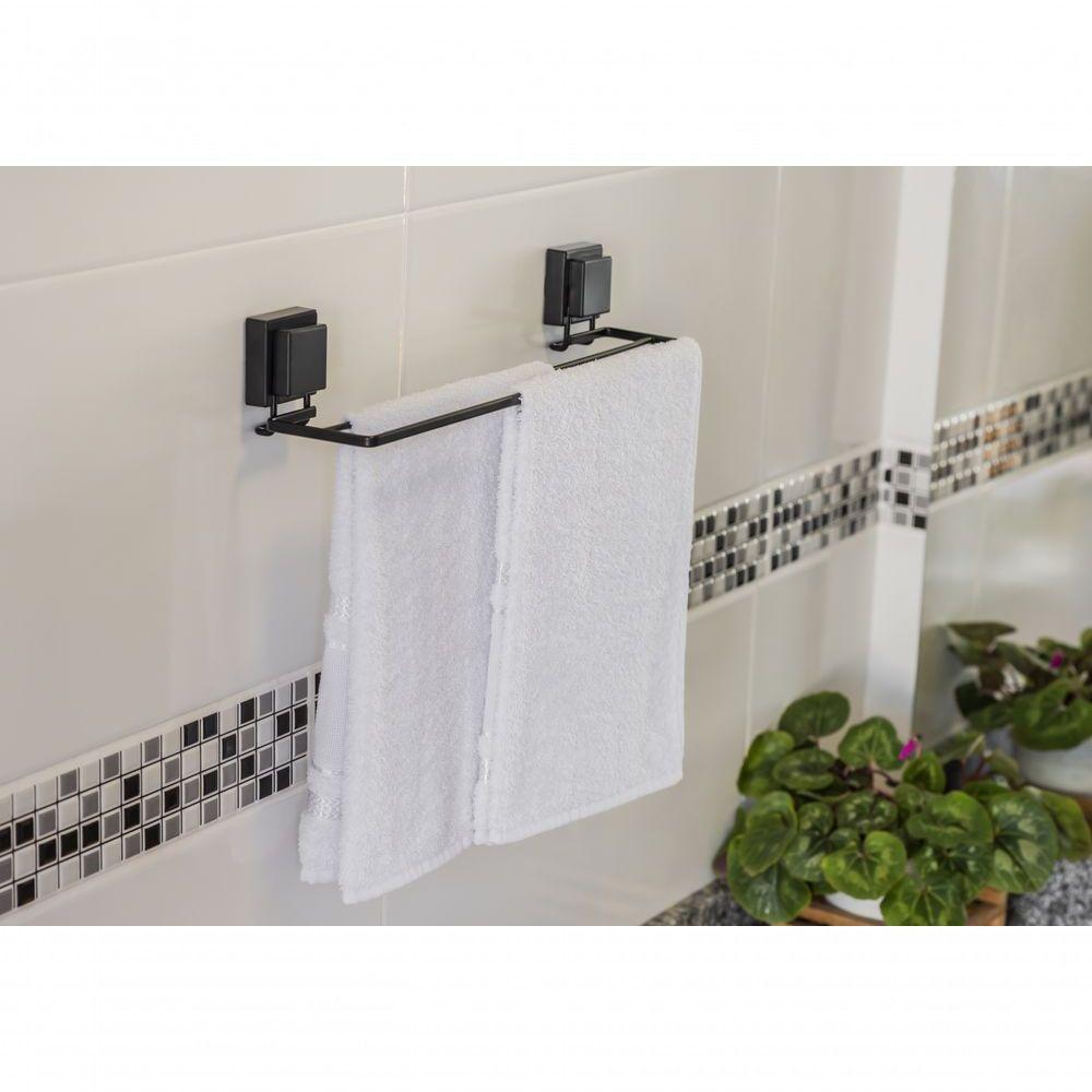 Porta Toalha Duplo Ventosa 45 Cm Preto Fosco Future 8054pt - 2